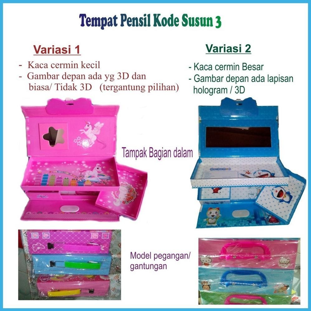 

Tempat pensil kode susun 3 motif kartun laki dan perempuan