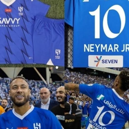 Jersey Baju Bola Anak Al Hilal Home Kids 2023/2024 + Neymar Jr