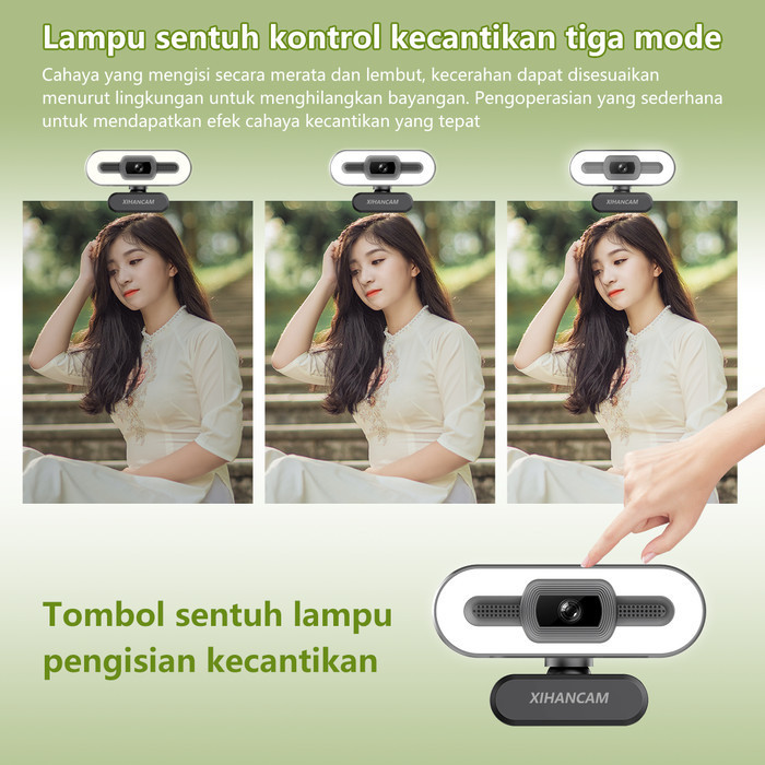 Xihancam 1080P Webcam Pc Ring Light Kamera Webcam Laptop Untuk Zoom
