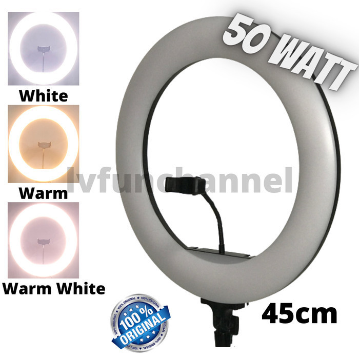 Ring Light Besar Led 18 Inch 45Cm Non-Tripod Dimmable Mua Tiktok