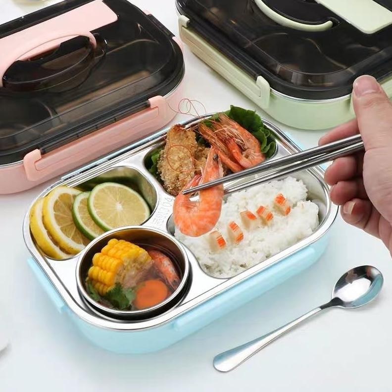 (PROMO BULANAN) Lunch Box Stainless Sekat 4/Lunch Box Sekatan/Kotak bekal makan siang sekat