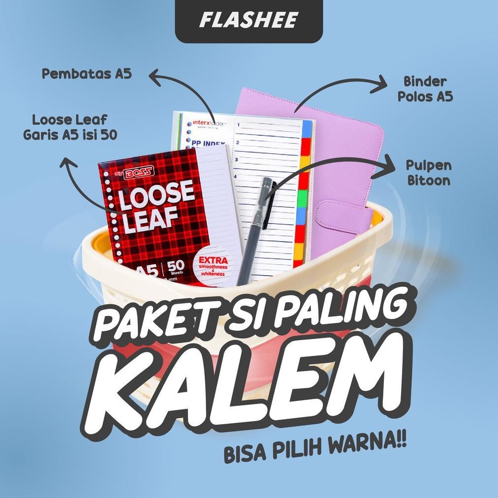 

gh-56 Flashee Binder Paket Sekolah Set 4IN1 Paket Binder Kampus Kuliah Sudah Termasuk Buku Tulis Viral