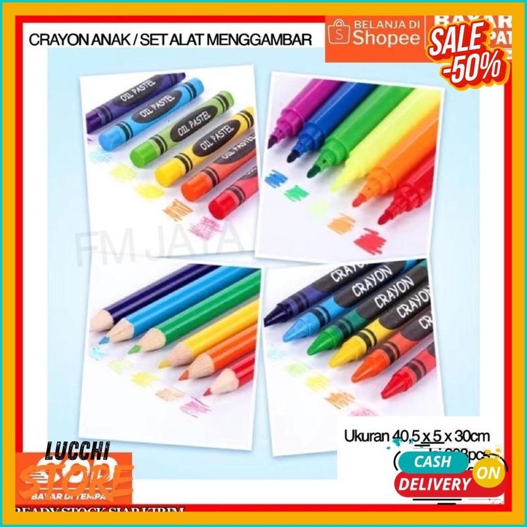 

Crayon Anak Set 208Pcs Alat Menggambar Melukis Anak-Anak Crayon Cat Air Pensil (Order Sebelum Ketinggalan)