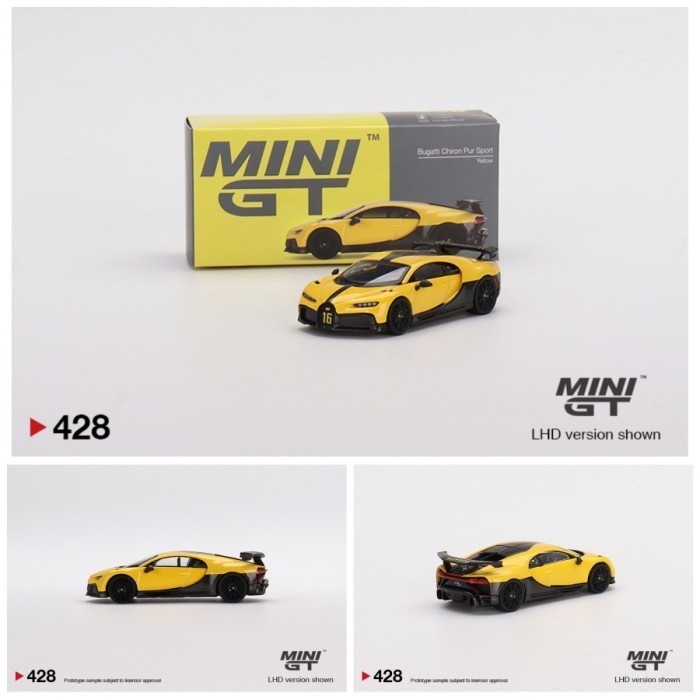 Ane Minigt 428 Bugatti Chiron Pur Sport Yellow Diecast Mobil Mgt