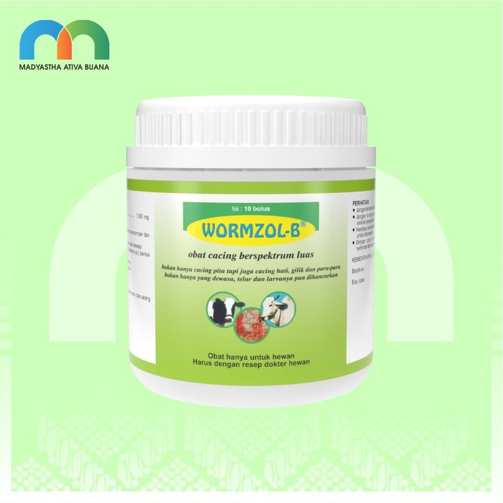 Wormzol-B 10 Bolus MedionObat Cacing Hewan Besar