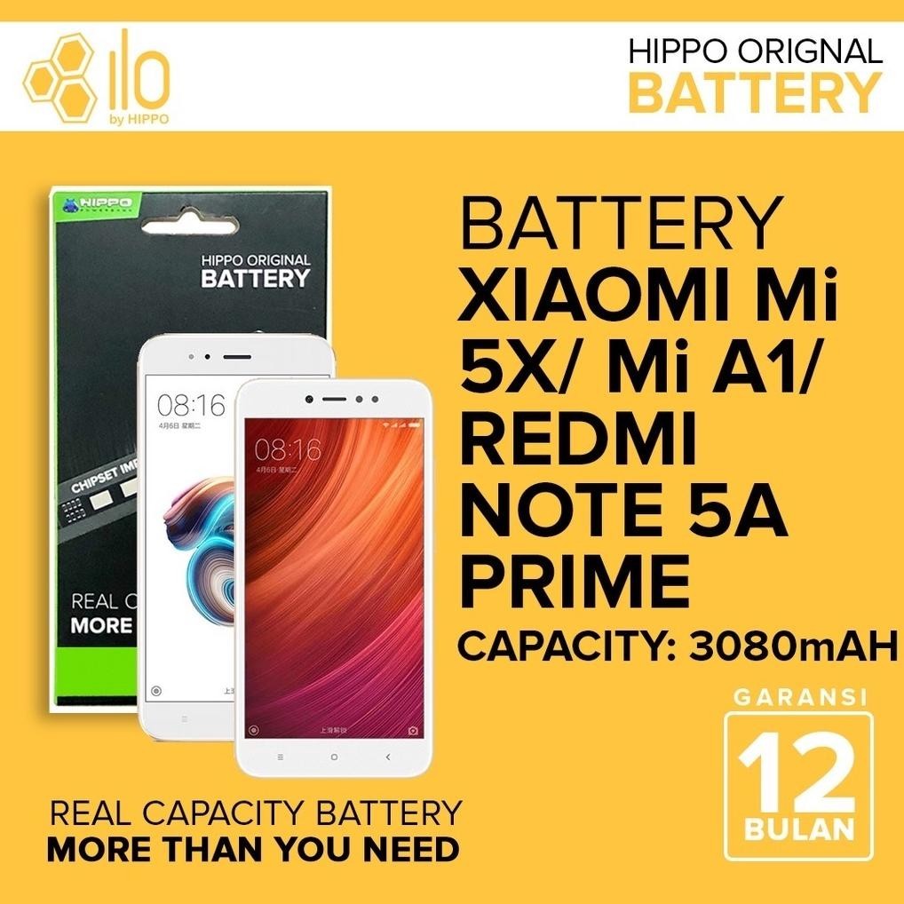 (PROMO) Hippo Baterai Baterry 100% ORI Baterai Xiaomi MI 5X / MI A1 / Redmi Note 5A Prime 3080Mah BN