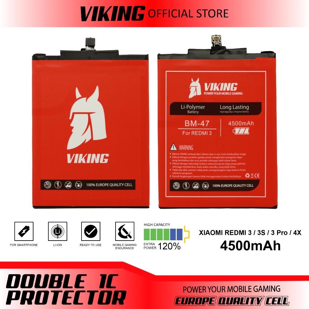 (PROMO) VIKING Baterai Xiaomi Redmi 4X BM47 Double Power