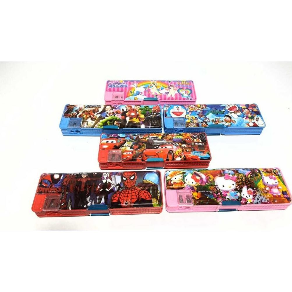 

aw-96 Harga Grosir Per ( 1Lusin / 12pcs ) Kotak Pensil Plus Serutan Karakter Tutup magnet Murah