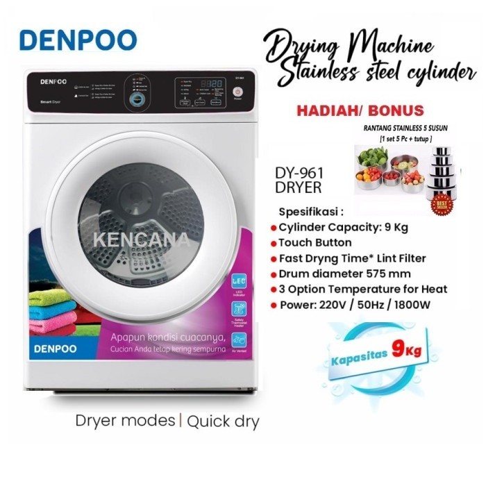 DENPOO YD-961 DRYER LAUNDRY MESIN PENGERING 100% KHUSUS JABODETABEK