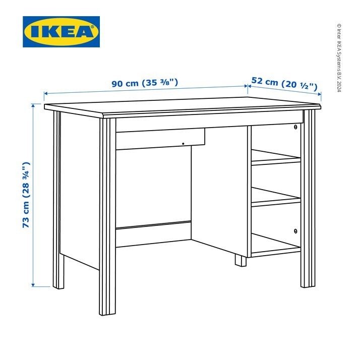 Ikea Brusali Meja Kerja / Belajar Dengan Laci Putih 90X52 Cm