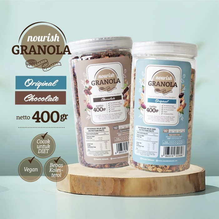 

Bundling Nourish Granola Original & Chocolate/ Bebas Kolestrol 400gr K02