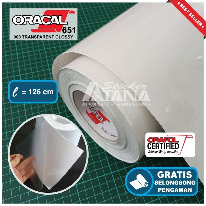 Skotlet Putih Transparan Bening Glossy Doff Oracal 651 Stiker Mobil