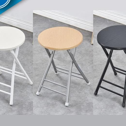 Kursi Lipat Bulat Metal Besi Kayu Bakso Baso Tunggu Restoran Stool