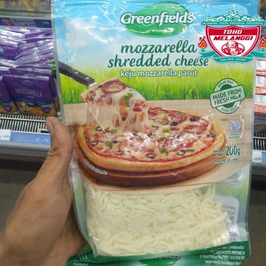 

Greenfields Mozzarella Shredded Cheese 200 gr | Keju Mazarella Parut