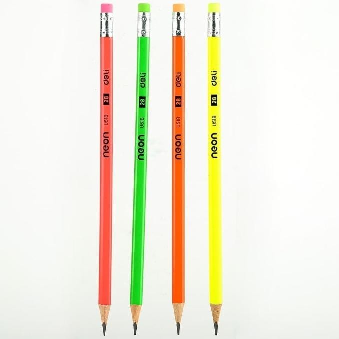 

Deli EU51806 Grafit Pensil Kayu 50 Pcs/Tube 4 Warna dengan penghapus