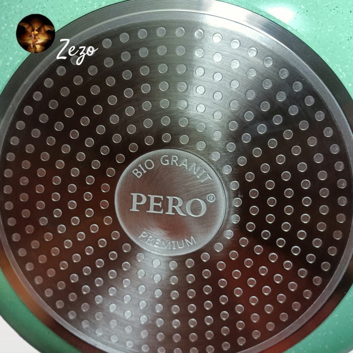 Panci Wajan Pero Wok Pan 2 Handle 32Cm Mint + Glass Lid