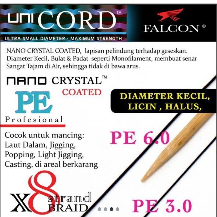 Senar Pe X8 Falcon Uni Cord Nano Crystal Coasted 100M Connecting