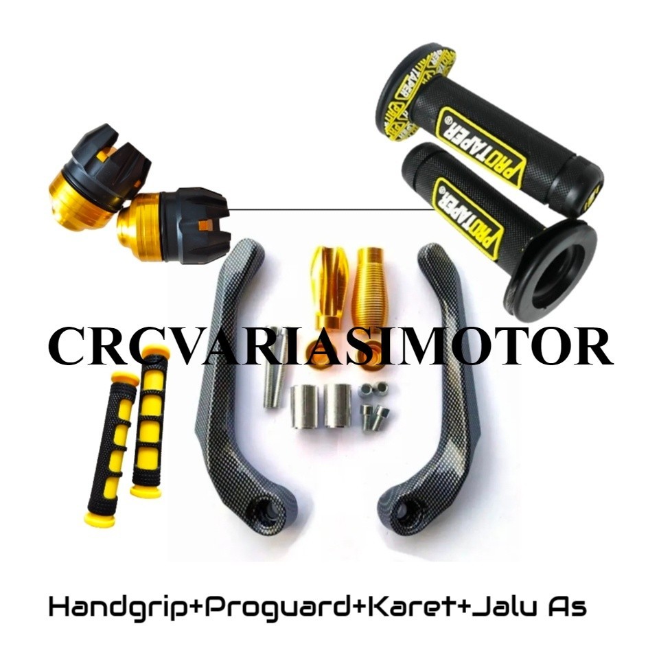 #Crc# [Paket 4In1] Proguard Carbon Sabit + Jalu As Roda + Handgrip Domino + Karet Handle Rem Domino