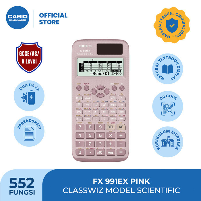 

Ready Casio ClassWiz Model Scientific Calculator FX-991EX-PINK