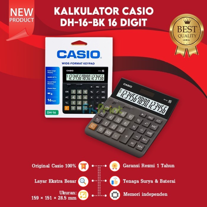 

Ready Calculator Casio DH16 Black 16 Digits Garansi Resmi New Original 1