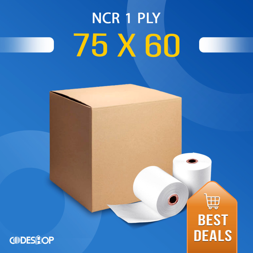 

1 DUS - Kertas Struk Kasir HVS NCR 75 x 60 mm 1 Rangkap 1 Ply Isi 100 Roll