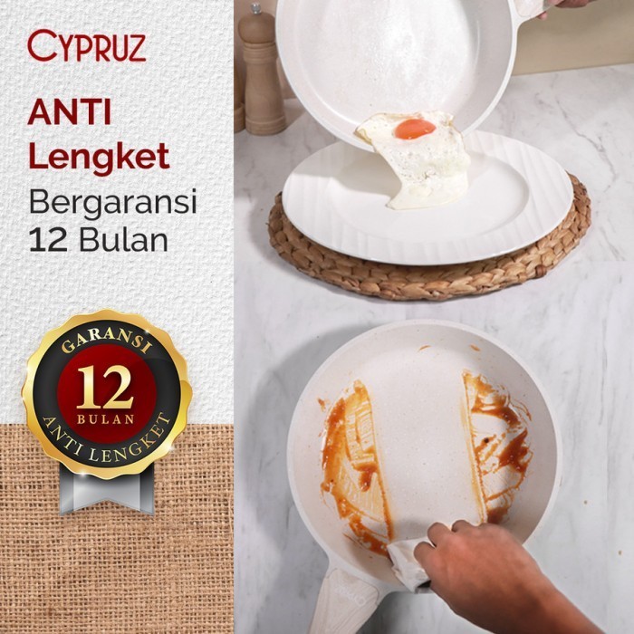 Cypruz Granite Diecast White Fry Pan Wok Pan Sauce Pan Wajan Granite