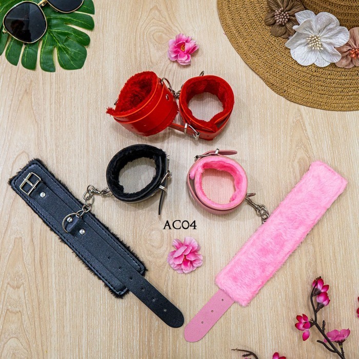 TERUJI BORGOL BULU CINTA HANDCUFF COSPLAY COSTUME SEXY LINGERIE HITAM AC04A