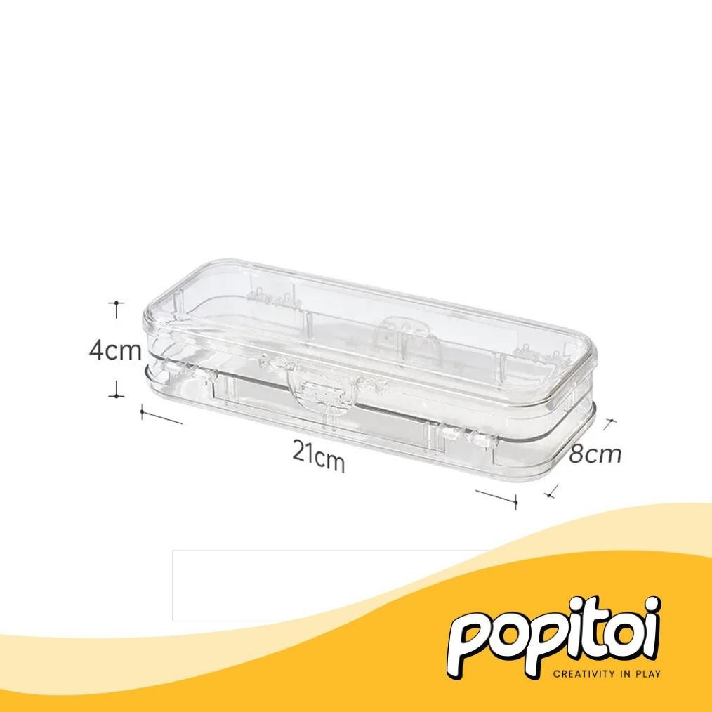 

fx-2 Transparent Pencil Case Box Stationery Double Layer Pen Kotak Pensil Plastik Transparan Termurah