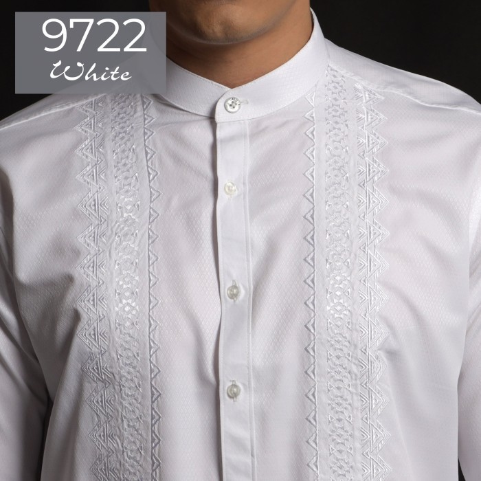 Casella Baju Koko Pria Lengan Panjang Baju Koko Putih Ibrahim