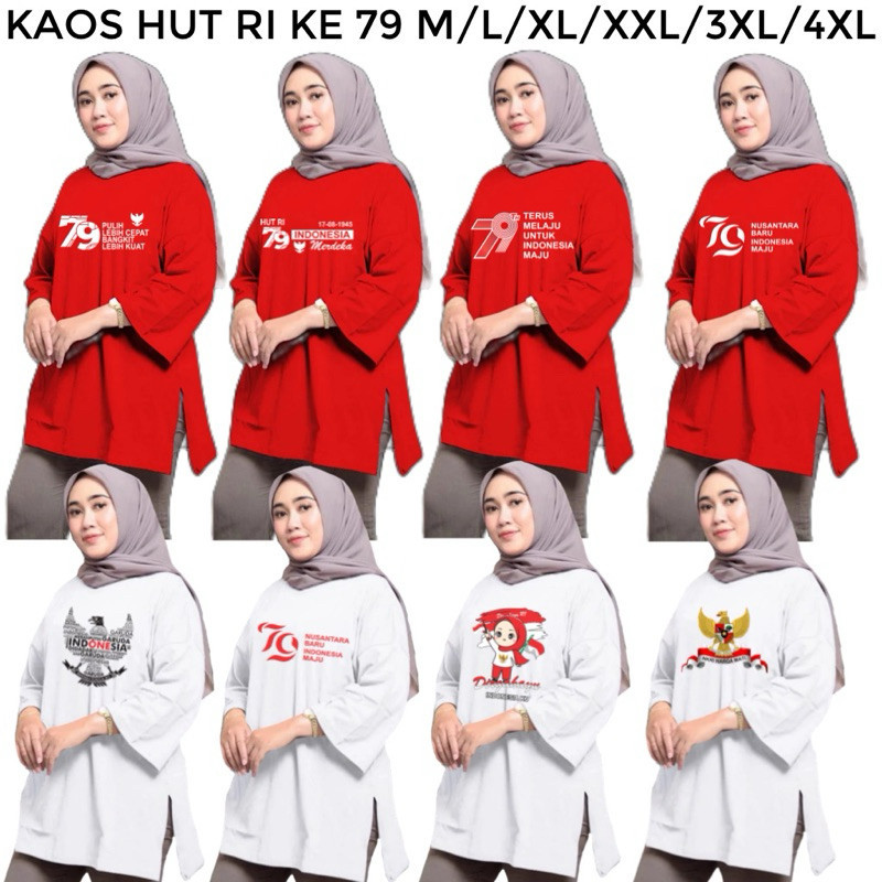 Kaos 17 Agustus 2024 Ke 79 Dewasa Atasan 17An Bju 17Agustus Pendek Pria Pakaian Hari Merdeka Hut Ri 