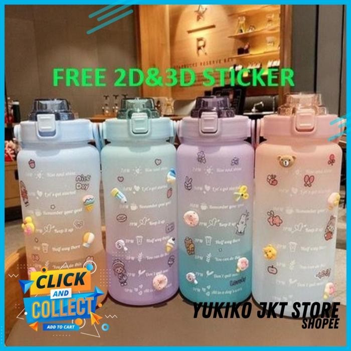 BOTOL MINUM PENANDA WAKTU MOTIVASI TRITAN PC QUIFITT QUIFIT 2 LITER BOTOL MINUM HANDLE 2000ML PILIHA