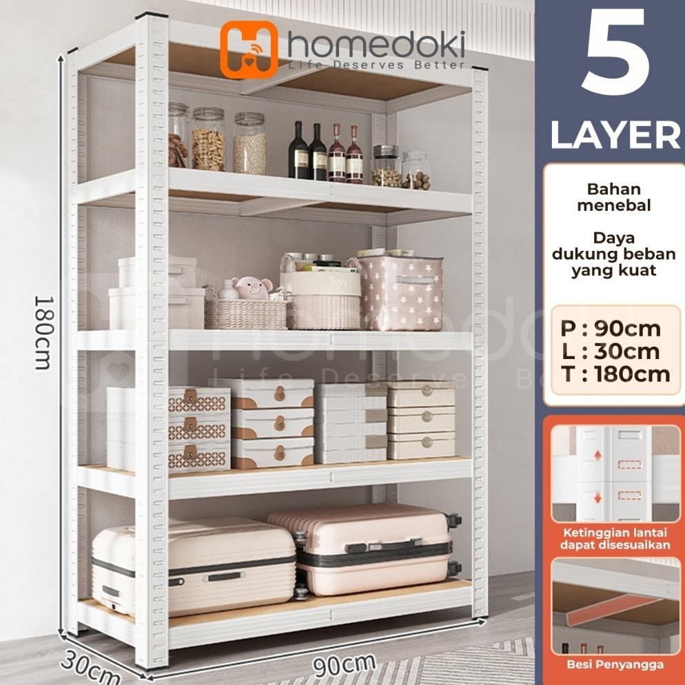 Rak penyimpanan 5 tingkat / 5 susun Rak gudang Serbaguna Rak/ lemari dapur serbaguna