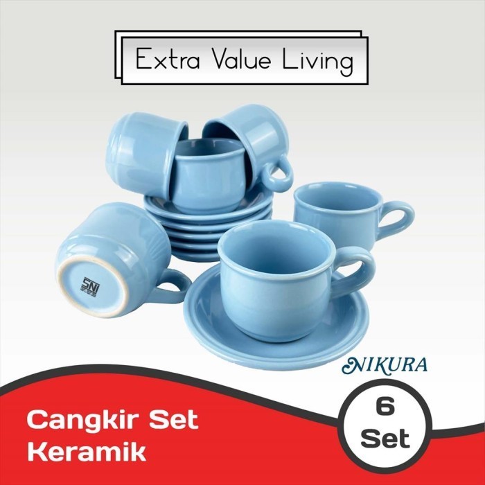 Nikura Cangkir Set 6 Pasang Cangkir Teh / Cangkir Kopi Keramik