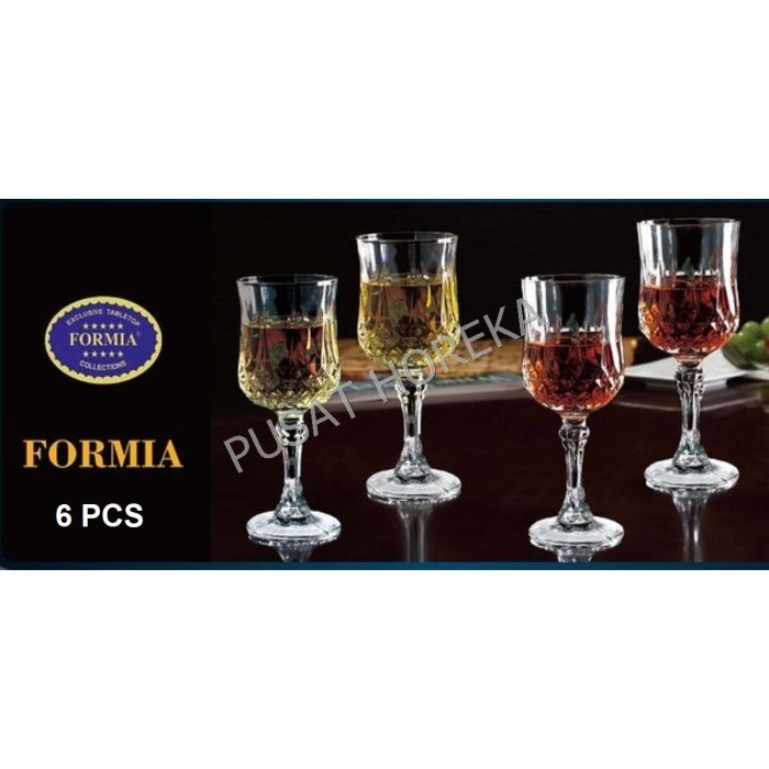 Formia Gelas Kaki Carnival Wine 250Ml / 25Cl Kaca Mirip Kristal 6 Pcs