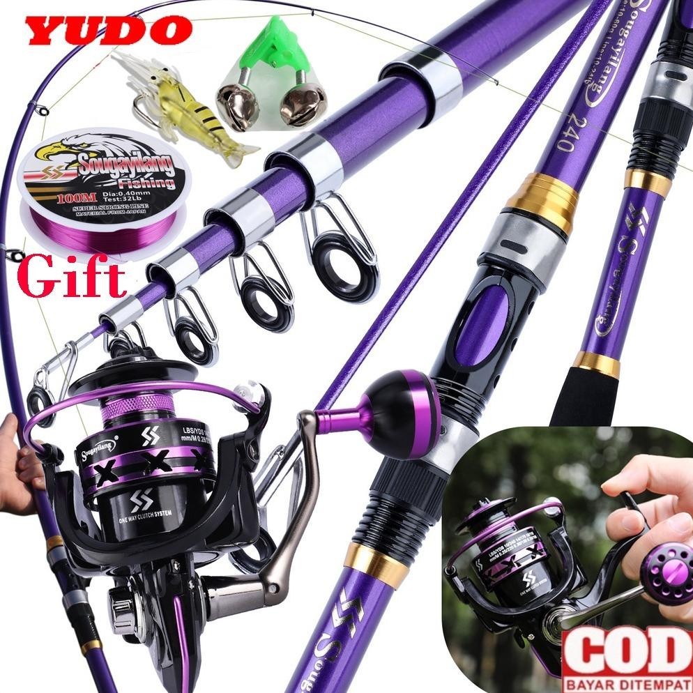 Promo Yudo Pancing Set Joran Pancing 1.8M-2.4M Ultralight Weight Spinning Fishing Rod Murah