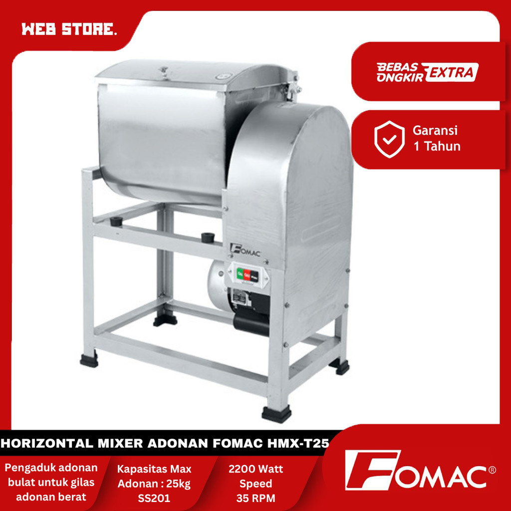 Horizontal  Dough Mixer Mesin Pengaduk Adonan Mie Roti Dimsum 25kg FOMAC HMX-T25