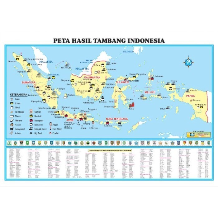 Ars Poster Peta Hasil Tambang Di Indonesia Ukuran A3+ #Original[Grosir]