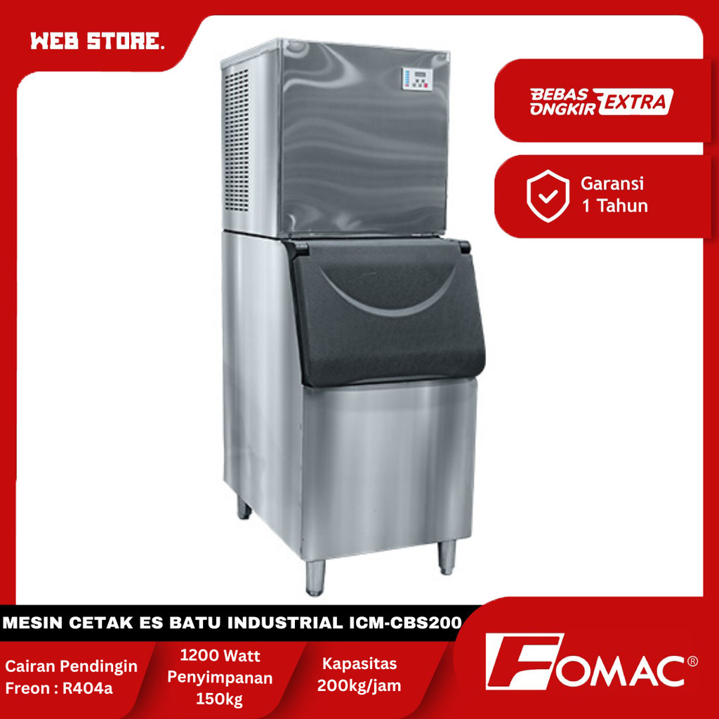 Mesin Ice Cube Machine Pembuat Es Batu Kristal Kapasitas 200 Kg/Hari FOMAC ICM-CBS200