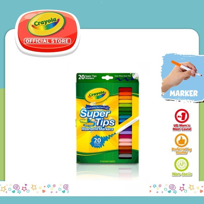 

Spidol Warna CRAYOLA 20ct Washable Super Tips Fine Line Markers 5