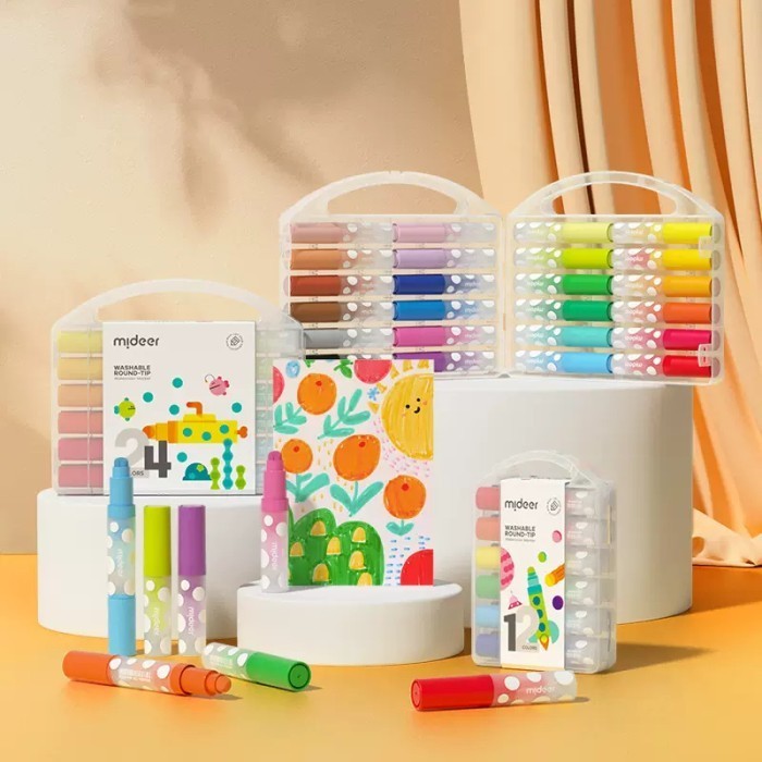 

Mideer Washable Marker Round Tip 12 / 24 Spidol Anak Balita Non Toxic