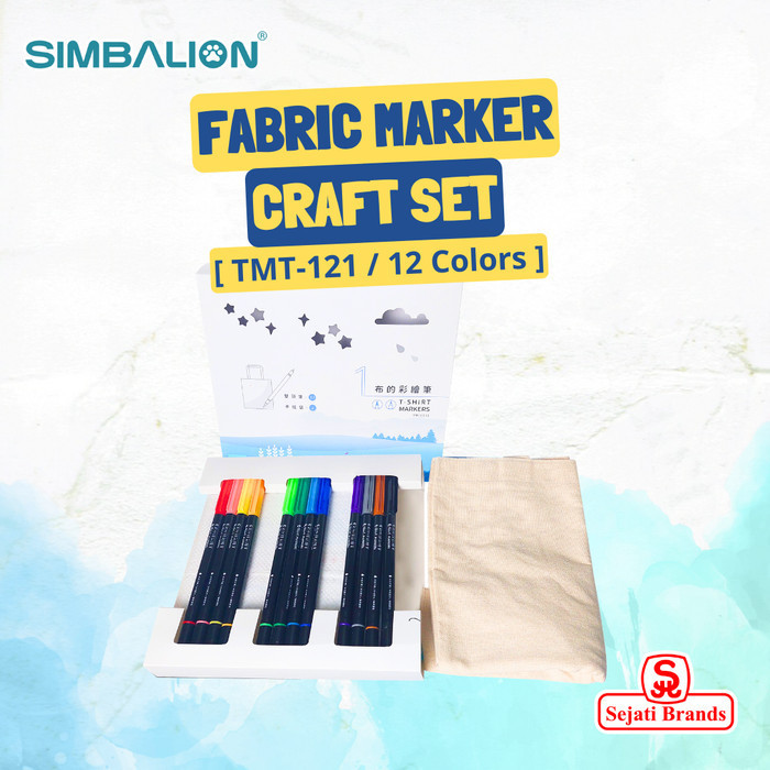 

SIMBALION Spidol Kain Permanent Fabric Marker Craft Set12 Warna TM-121