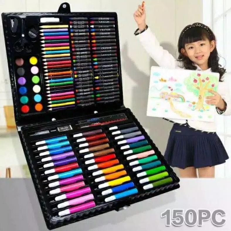 

150Pcs Crayon Set Art Set Isi 150 Pcs Pensil Warna Set Anak Crayon Full Set Alat Lukis TERLARIS