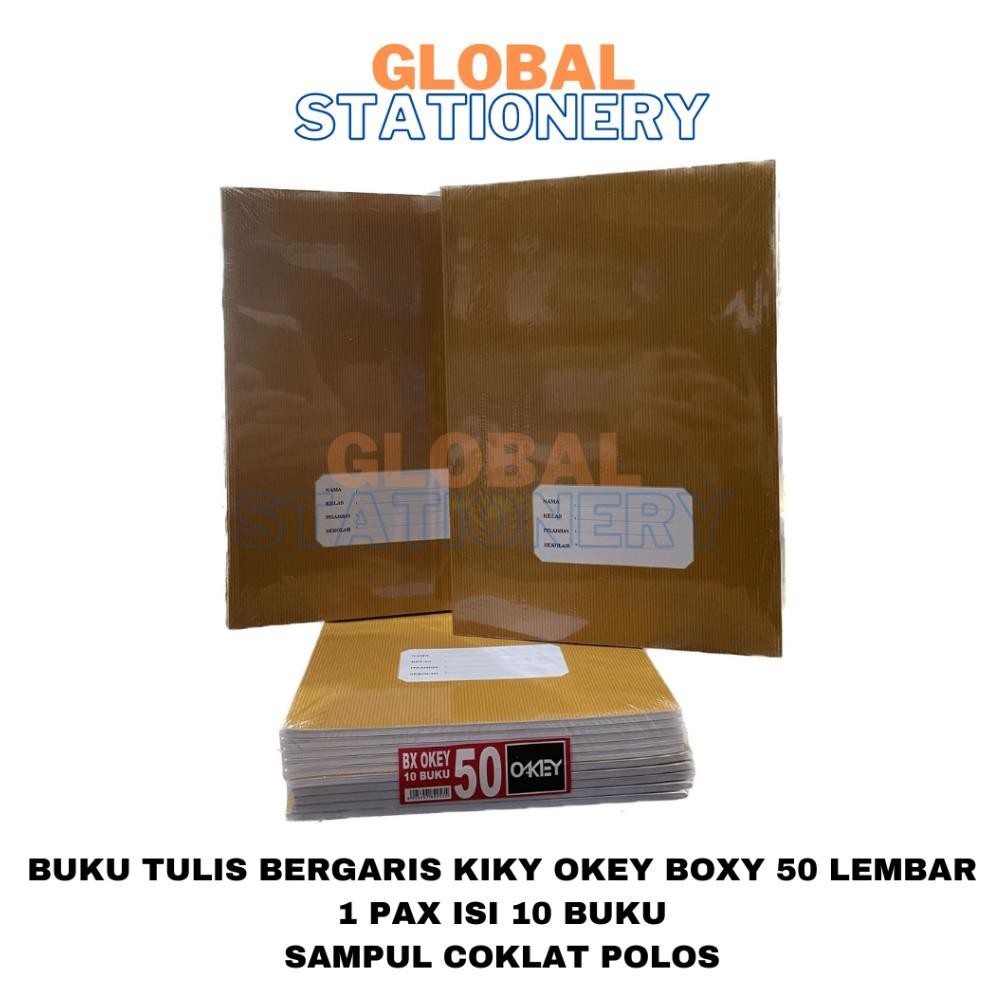 

BUKU TULIS BERGARIS KIKY OAKEY OKEY BOXY 50 LEMBAR UKURAN PANJANG - ISI 10 BUKU SAMPUL COKLAT KRAFT POLOS BIG SALE