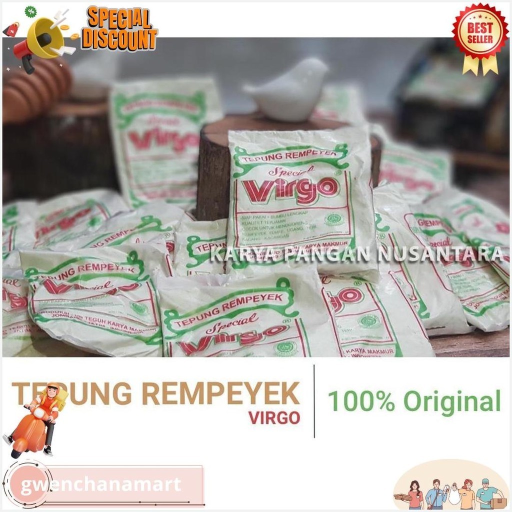 

Tepung Rempeyek Virgo / Tepung Peyek Tepung Bumbu Virgo Paket 30 Pcs Bisa Cod