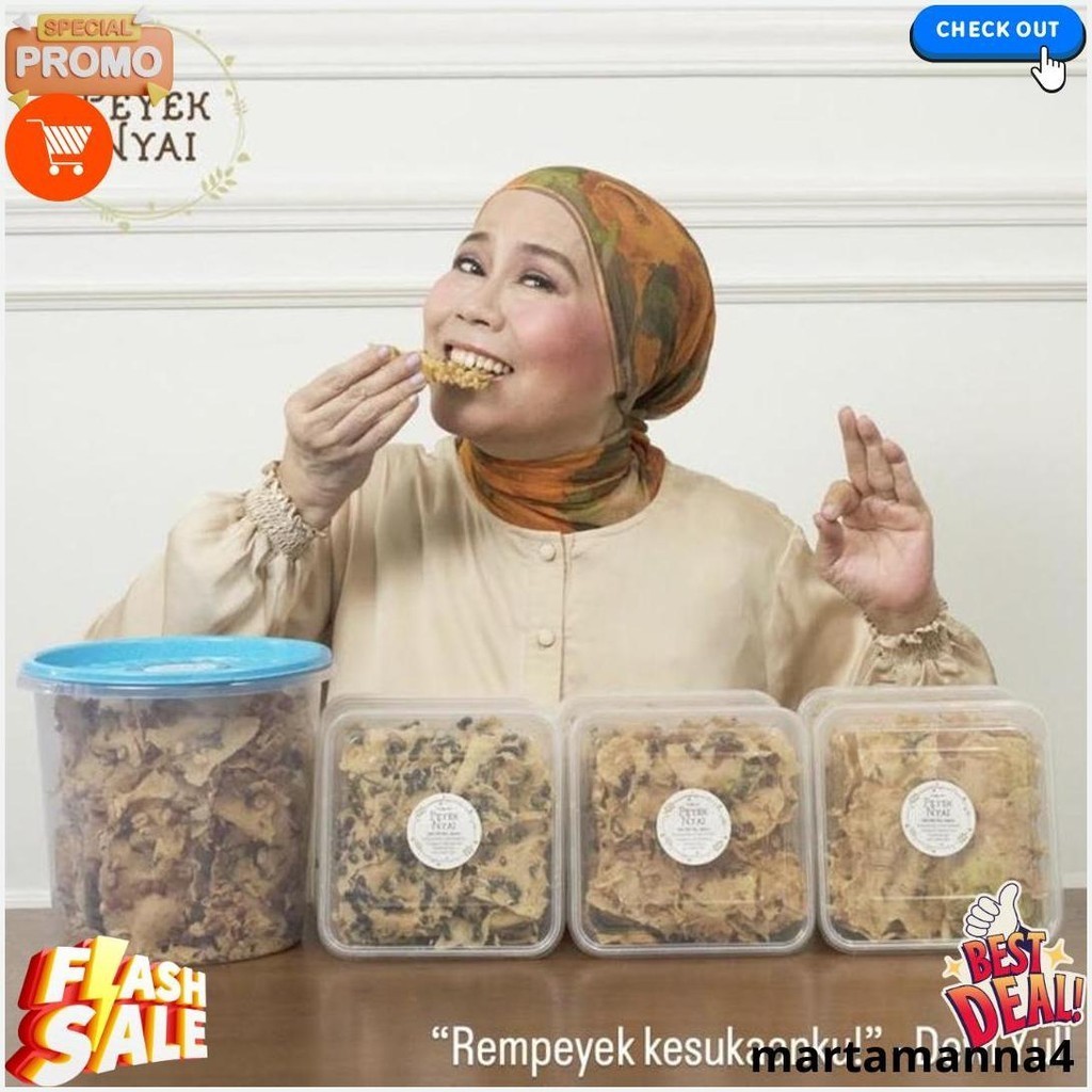 

Peyek Nyai - Rempeyek Udang Rebon (Large/Toples Kotak) Termurah Banget