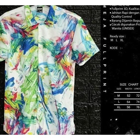 Kemeja Printing 3D Sublim Pria/Wanita Color Art