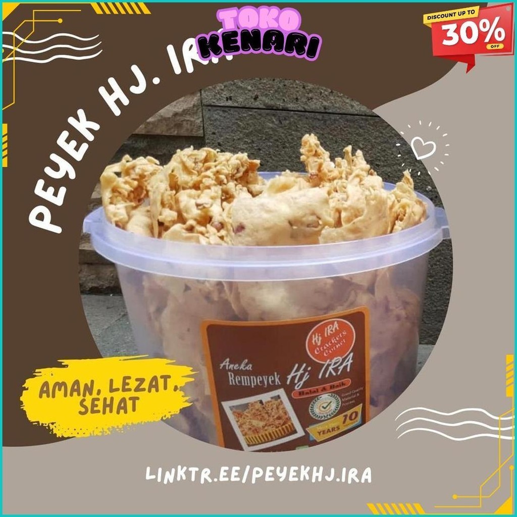 

Peyek / Rempeyek Hj. Ira - Ikan Teri - Toples 5 Liter - Aman Sehat Lezatnya Kemriyukk Termurah Banget