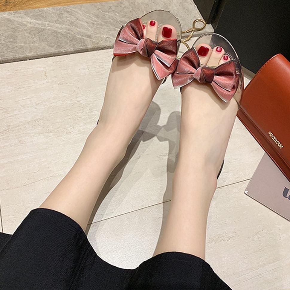 COD Sandal Wanita Sepatu Wanita Datar Sepatu Wanita Mulut Ikan Plastik Sepatu Pantai Seratus Flat Je