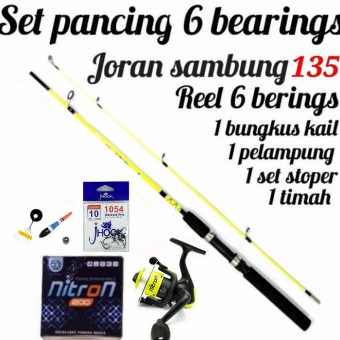 Joran Sambung 2 Panjang 135 Fiber Lentur + Reel Pancing Harga Murah
