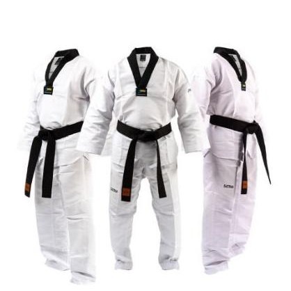 READY STOCK DOBOK TAEKWONDO MOKS SERAGAM BELA DIRI TAEKWONDO KERAH HITAM 